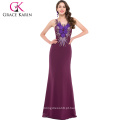 Grace Karin 2015 Backless Últimos vestidos de festa Chiffon Purple Long Evening Prom Dress GK000017-2